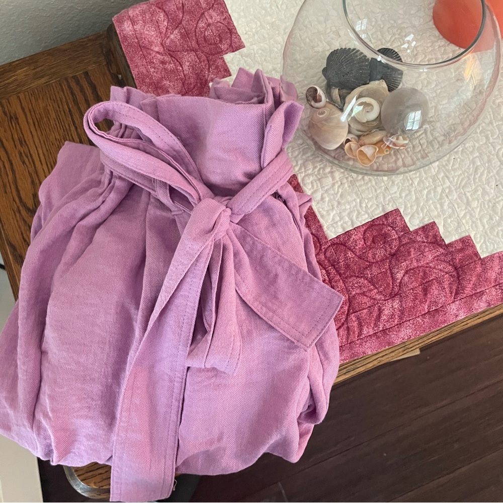 Purple paper bag pants